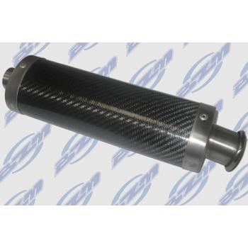 Exhaust silencer oval, stainless steel/carbon fiber 